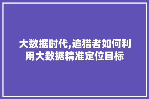 大数据时代,追猎者如何利用大数据精准定位目标