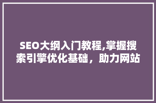 SEO大纲入门教程,掌握搜索引擎优化基础，助力网站排名提升
