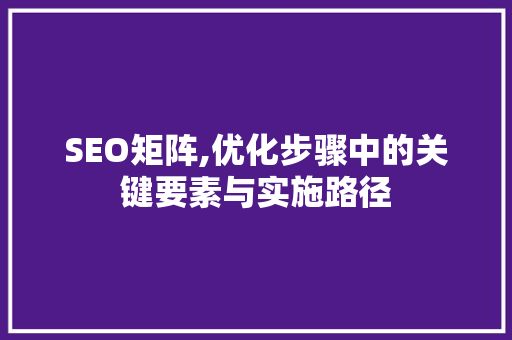 SEO矩阵,优化步骤中的关键要素与实施路径