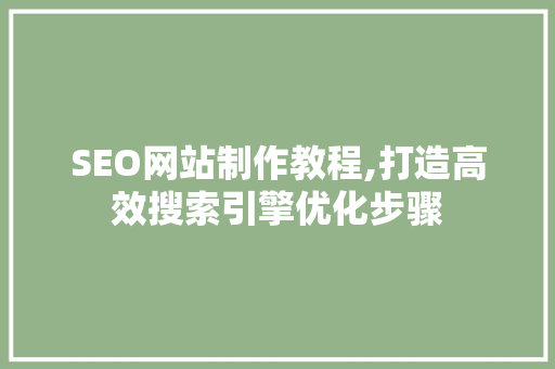 SEO网站制作教程,打造高效搜索引擎优化步骤