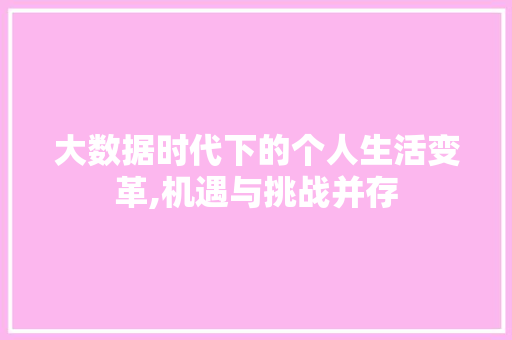 大数据时代下的个人生活变革,机遇与挑战并存 缓存Redis