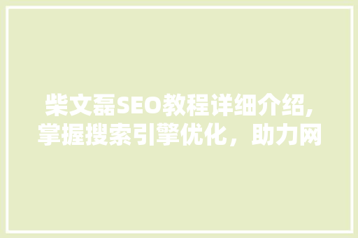 柴文磊SEO教程详细介绍,掌握搜索引擎优化，助力网站流量提升