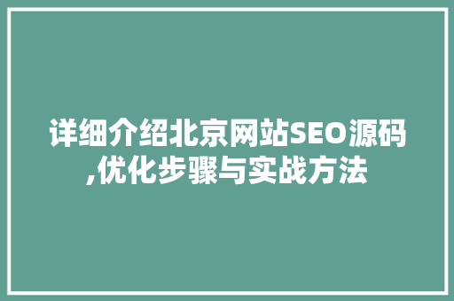 详细介绍北京网站SEO源码,优化步骤与实战方法