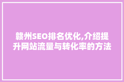 赣州SEO排名优化,介绍提升网站流量与转化率的方法