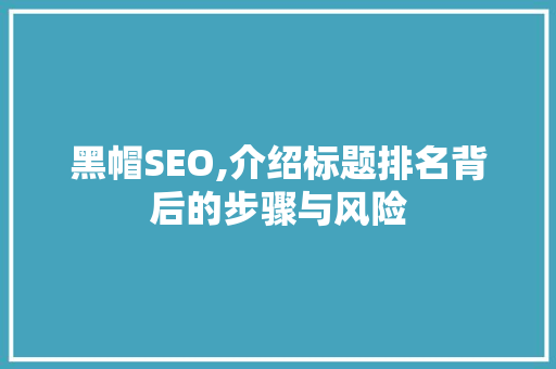 黑帽SEO,介绍标题排名背后的步骤与风险 商务信函