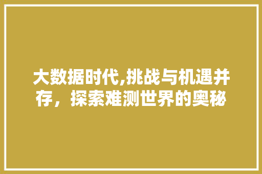 大数据时代,挑战与机遇并存，探索难测世界的奥秘 商务信函