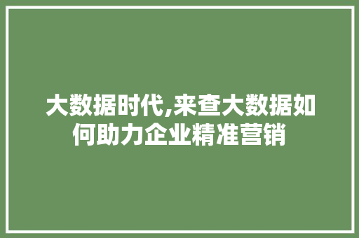 大数据时代,来查大数据如何助力企业精准营销 商务信函