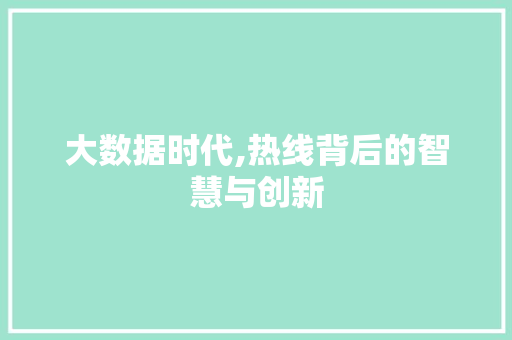 大数据时代,热线背后的智慧与创新 响应式设计