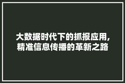 大数据时代下的抓报应用,精准信息传播的革新之路 MySQL