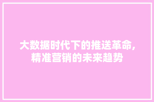大数据时代下的推送革命,精准营销的未来趋势 市场营销范文