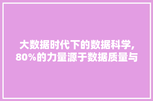 大数据时代下的数据科学,80%的力量源于数据质量与创新思维 商务信函