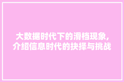 大数据时代下的滑档现象,介绍信息时代的抉择与挑战 缓存Redis