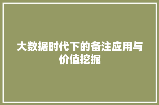 大数据时代下的备注应用与价值挖掘 网站建设