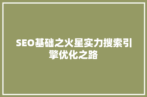 SEO基础之火星实力搜索引擎优化之路
