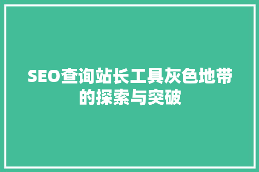 SEO查询站长工具灰色地带的探索与突破