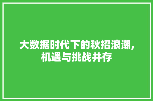 大数据时代下的秋招浪潮,机遇与挑战并存 商务信函