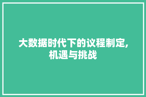 大数据时代下的议程制定,机遇与挑战 商务信函