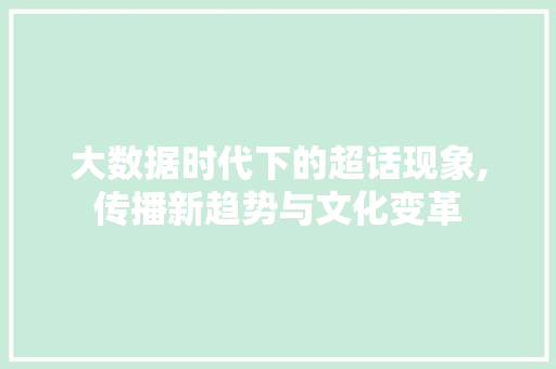 大数据时代下的超话现象,传播新趋势与文化变革 项目报告