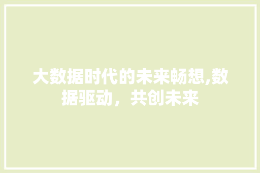 大数据时代的未来畅想,数据驱动，共创未来