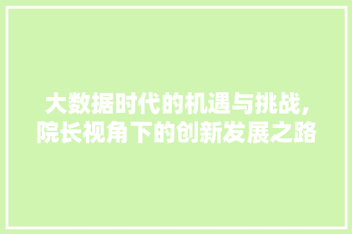 大数据时代的机遇与挑战,院长视角下的创新发展之路