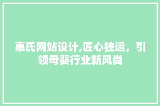 惠氏网站设计,匠心独运，引领母婴行业新风尚