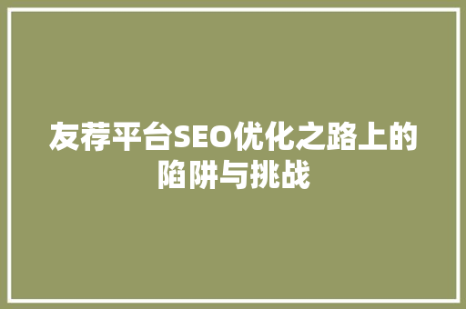 友荐平台SEO优化之路上的陷阱与挑战