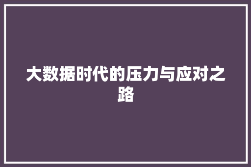 大数据时代的压力与应对之路 后端技术