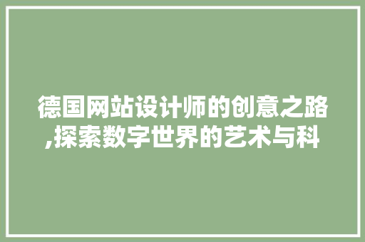 德国网站设计师的创意之路,探索数字世界的艺术与科学