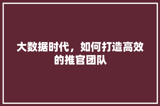 大数据时代，如何打造高效的推官团队 后端技术