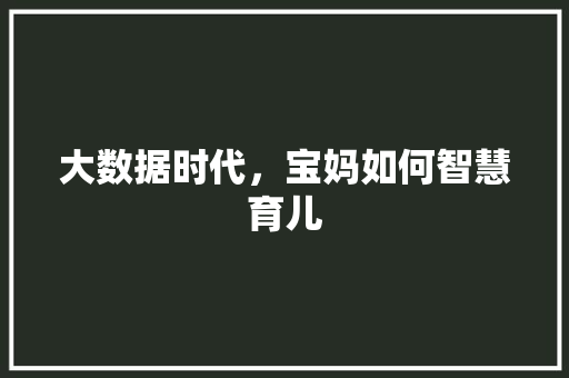 大数据时代，宝妈如何智慧育儿