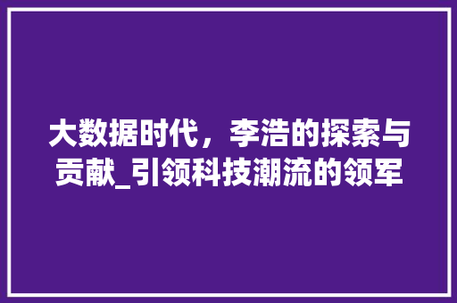 大数据时代，李浩的探索与贡献_引领科技潮流的领军人物