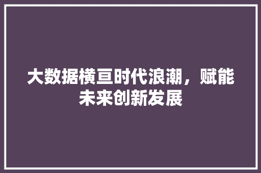 大数据横亘时代浪潮，赋能未来创新发展 商务信函