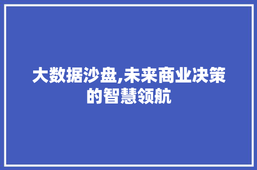 大数据沙盘,未来商业决策的智慧领航