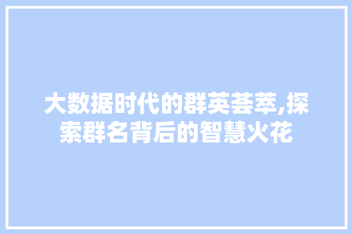 大数据时代的群英荟萃,探索群名背后的智慧火花 MySQL