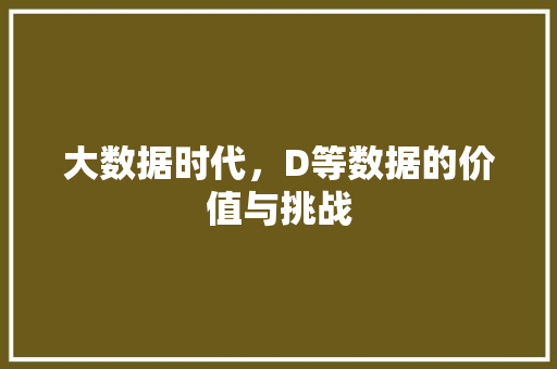 大数据时代，D等数据的价值与挑战 网站建设
