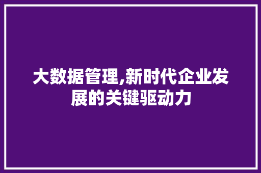 大数据管理,新时代企业发展的关键驱动力 缓存Redis