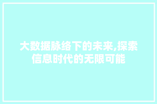 大数据脉络下的未来,探索信息时代的无限可能 市场营销范文