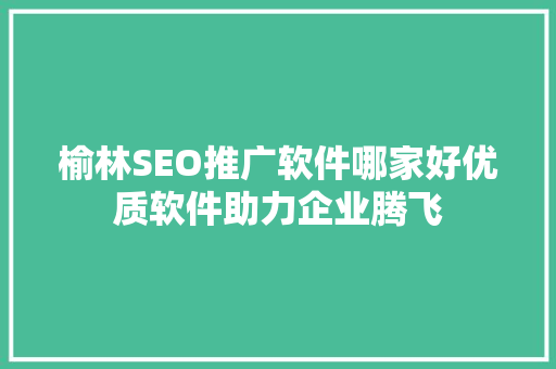 榆林SEO推广软件哪家好优质软件助力企业腾飞