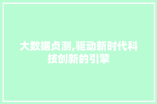 大数据贞测,驱动新时代科技创新的引擎 项目报告