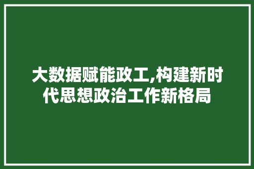 大数据赋能政工,构建新时代思想政治工作新格局 网站建设
