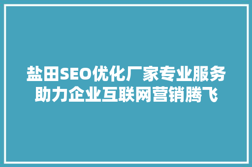 盐田SEO优化厂家专业服务助力企业互联网营销腾飞