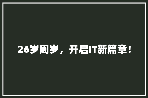 26岁周岁，开启IT新篇章！ 前端技术