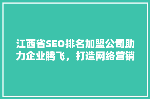 江西省SEO排名加盟公司助力企业腾飞，打造网络营销新格局