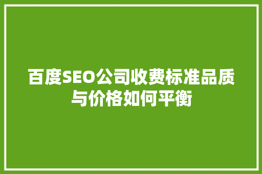 百度SEO公司收费标准品质与价格如何平衡 缓存Redis