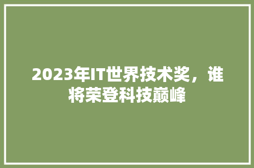 2023年IT世界技术奖，谁将荣登科技巅峰 网站建设