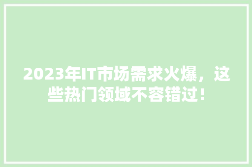 2023年IT市场需求火爆，这些热门领域不容错过！ 缓存Redis
