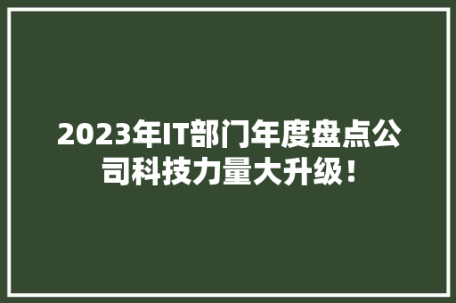 2023年IT部门年度盘点公司科技力量大升级！ 商务信函