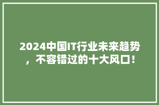 2024中国IT行业未来趋势，不容错过的十大风口！ 市场营销范文