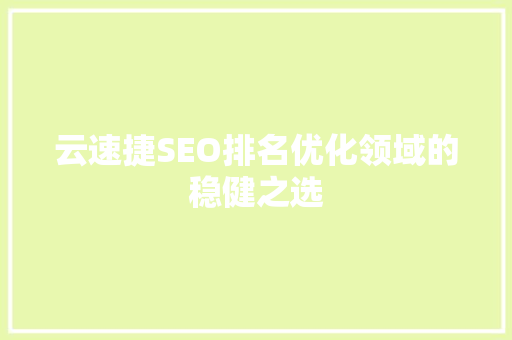云速捷SEO排名优化领域的稳健之选