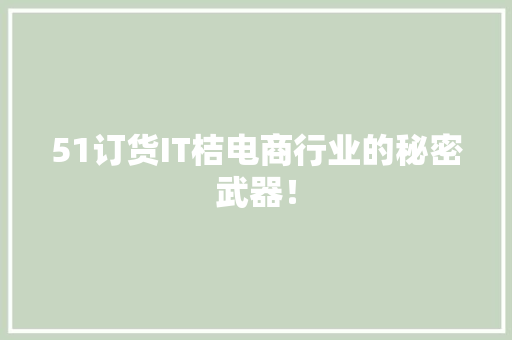 51订货IT桔电商行业的秘密武器！